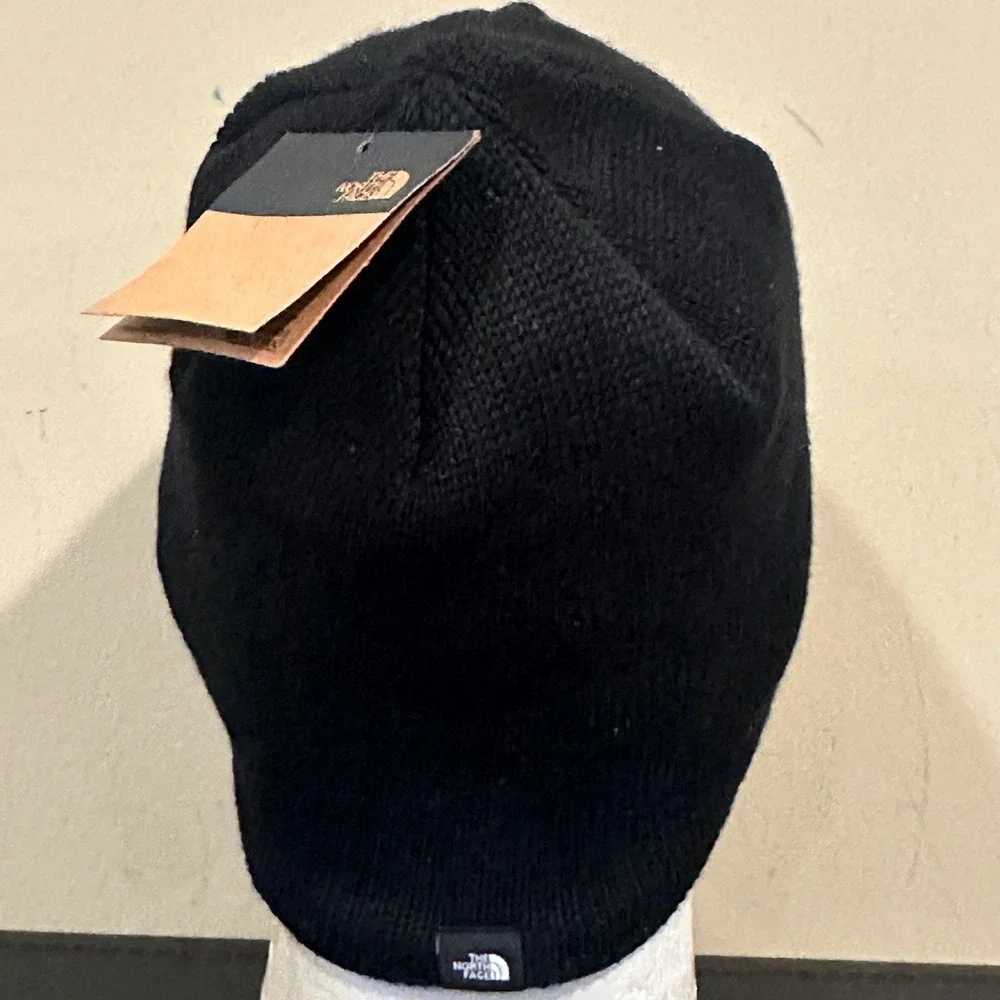 The North Face Mens Black Knit Beanie Stopwatch Graphic Embroidered Hat NWT